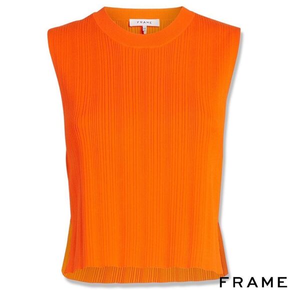 FRAME **NWT** Mixed Rib Cutout Tank in Bright Tangerine - Picture 6 of 15